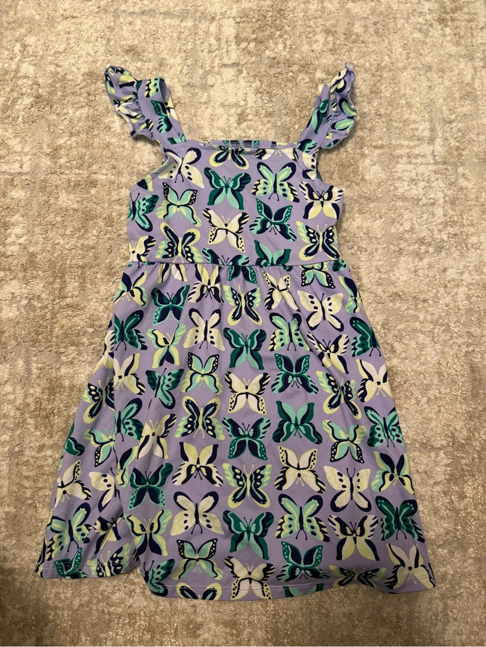 Girls Lavender Butterfly Sundress with Ruffle Straps size -6/6X